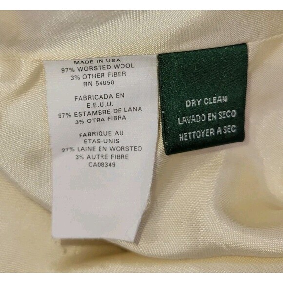 Ralph Lauren LRL Worsted Wool Hooded Jacket Blazer Womens PM Petite Ivory Gold - Picture 10 of 11